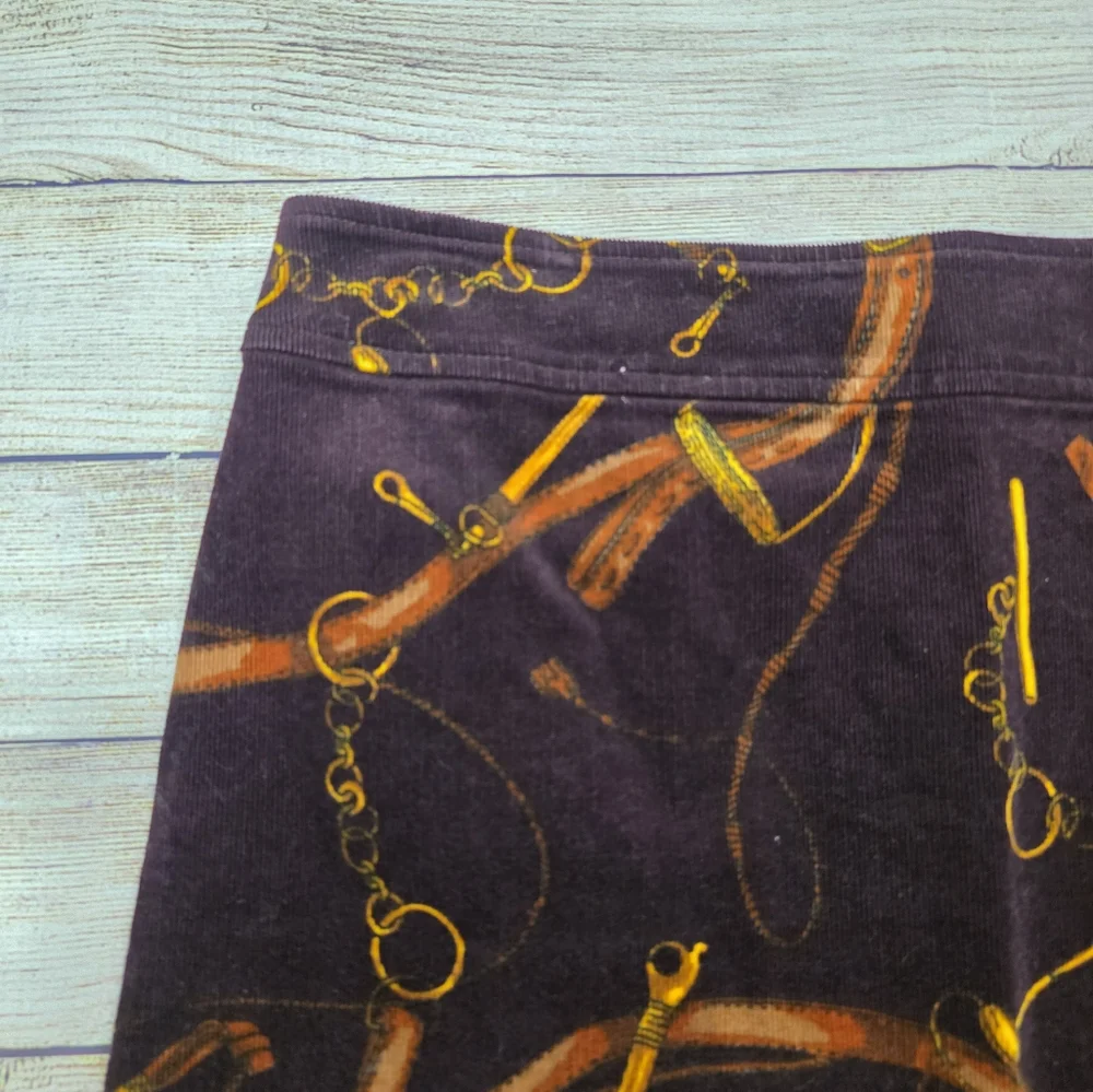 TALBOTS CORDUROY‎ A-LINE SKIRT EQUESTRIAN PRINT SIZE 8 PETITE
